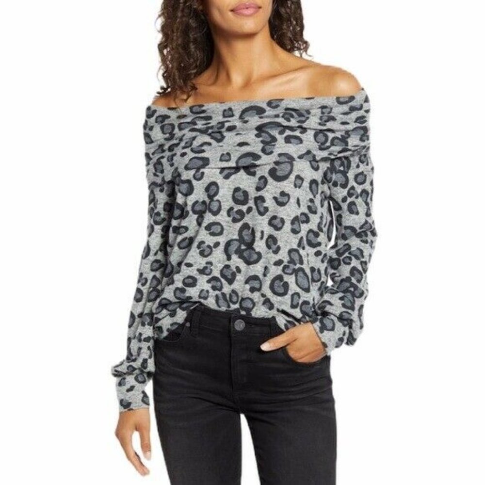 Gibson Cowl Neck Sweatshirt Off Shoulder Sweater